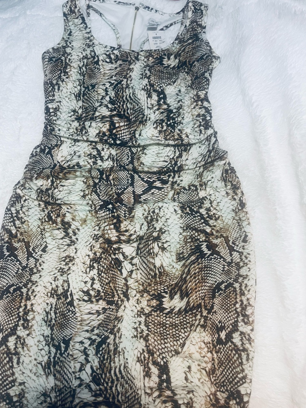 Cache Snake-Print Sleeveless Dress in Brown and Black